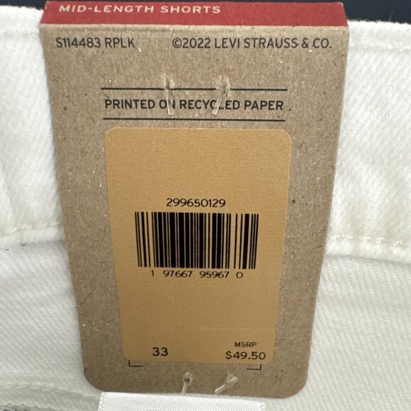 Levi’s Women's 33 Mid Length Midrise Denim Shorts Stretch Off White NWT - Picture 11 of 15